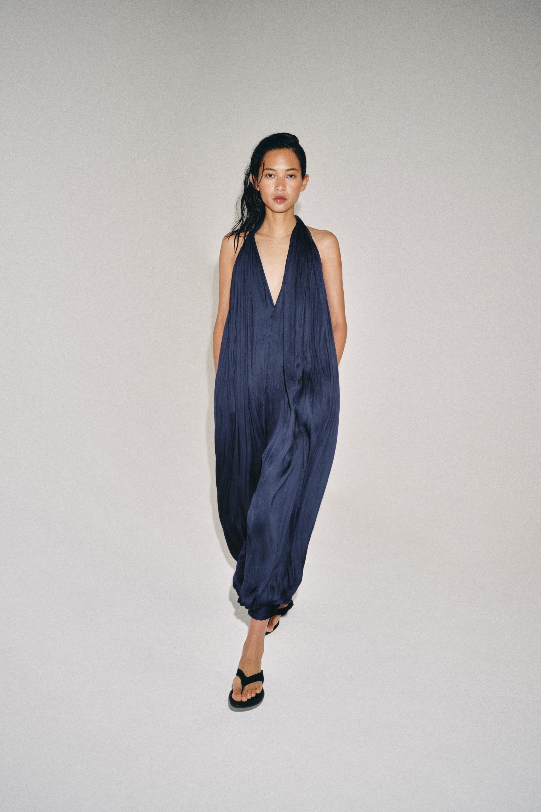 ZW COLLECTION SATIN EFFECT HALTER JUMPSUIT